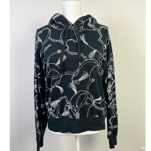 Lauren Ralph Lauren Classic Equestrian Print Hoodie Pullover Sweatshirt Black‎ M